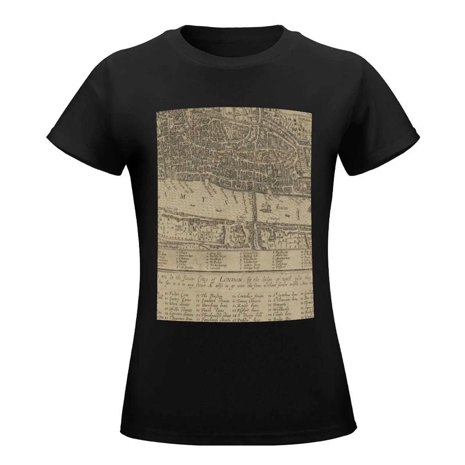 A map of London by John Norden, 1593 T-Shirt kawaii clothes customs design your own western t shirts for Women