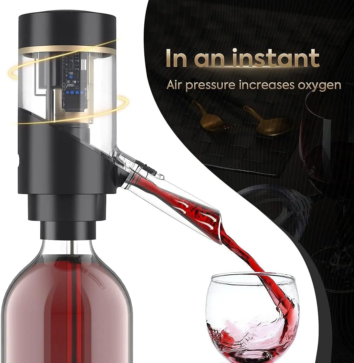 Intelligent Electronic Decanter and Rechargeable Wine Bottle Dispenser for Wine Accessories  USB Charge Type CLiqor Dispenser