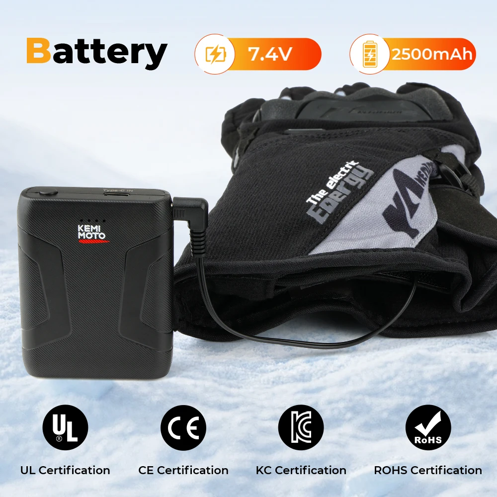 KEMIMOTO قفازات ساخنة دراجة نارية الشتاء موتو قفازات ساخنة دافئة مقاوم للماء قابلة للشحن التدفئة الحرارية قفازات للثلج #5