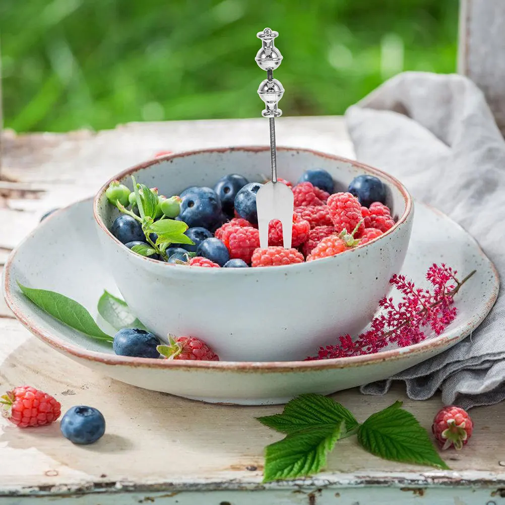 

3pcs Stainless Steel Fruit Forks Diy Beaded Design Smooth Safe Kids Dessert Cake Appetizer Pickle Oyster Snack Portable Picnic