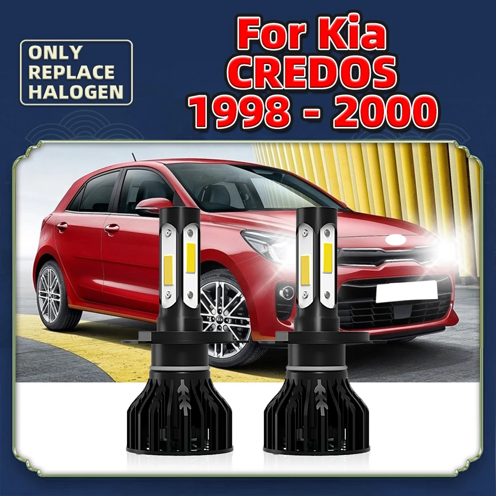 

Car LED Headlight Bulbs 12V Auto Lamps For Kia Credos 2000 1999 1998 Replace Hi/Lo H4 Front Luces with Four-sides 360° Luminous