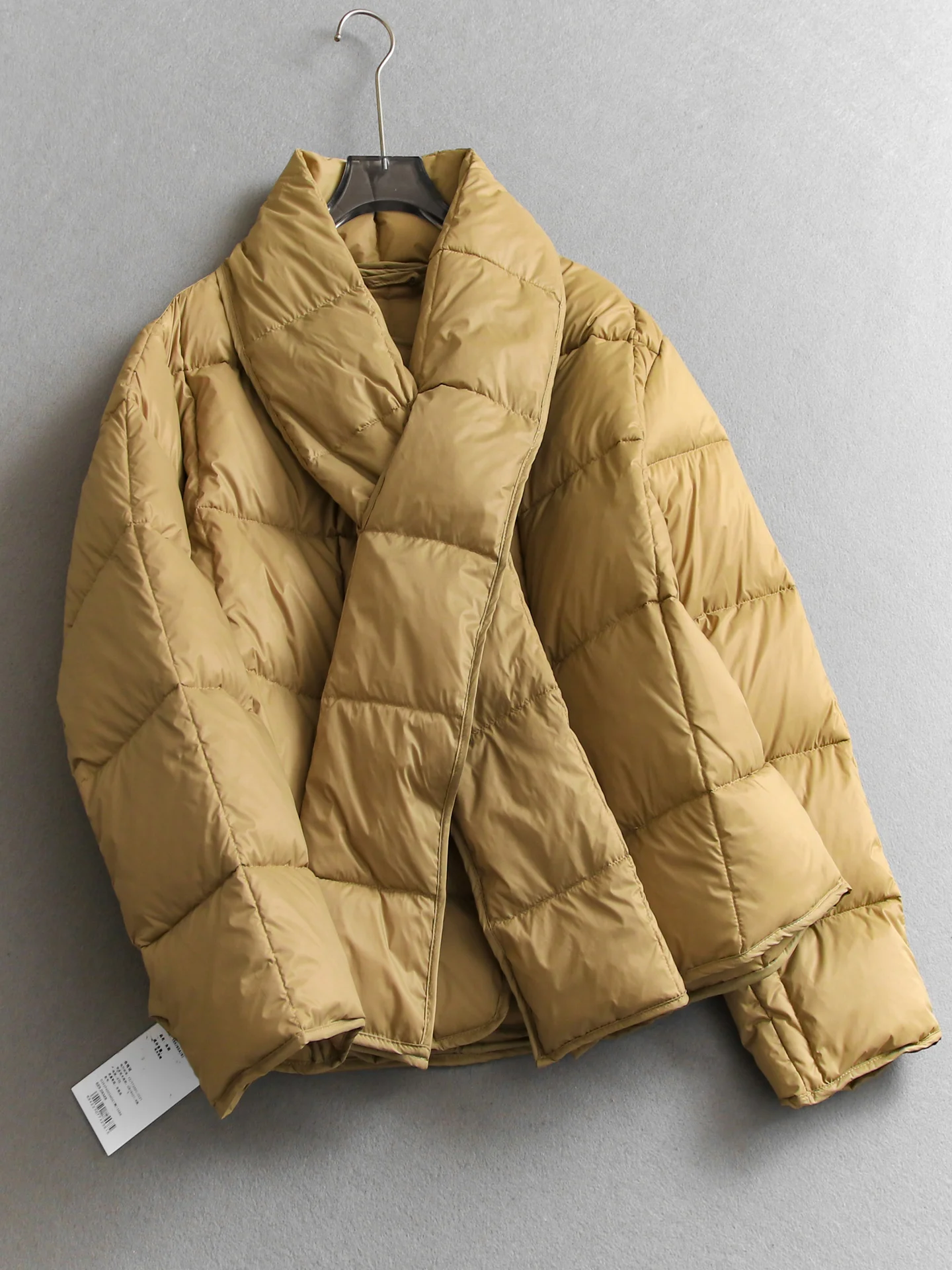 

Detachable Scarf High Inclusion Slimming Long Sleeve round Neck Loose Warm Outerwear Women's down Jacket M895 Nylon Fabric