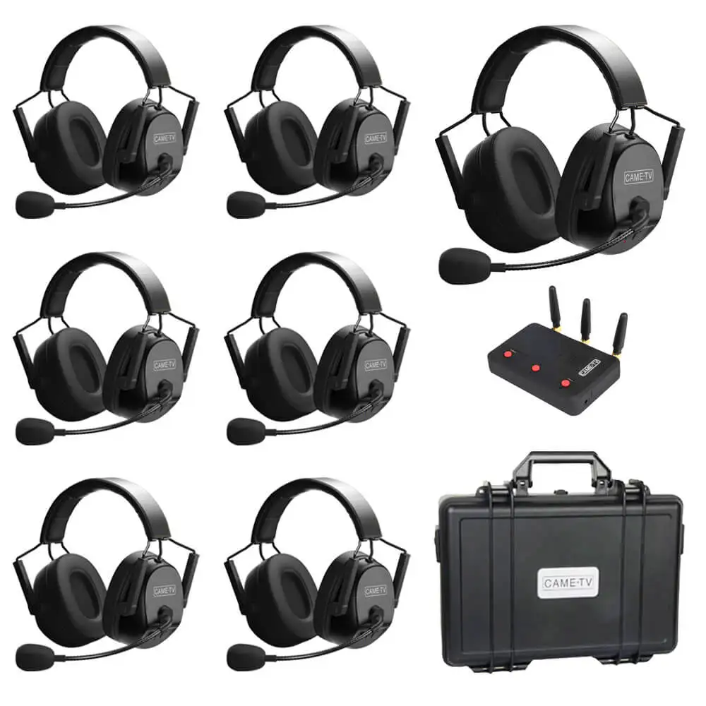 CAME-TV Kuminik8 1.9G Dual Ear Duplex Digital Wireless Headset Foldable 7 Pack Intercom  Wireless Transmission communicator