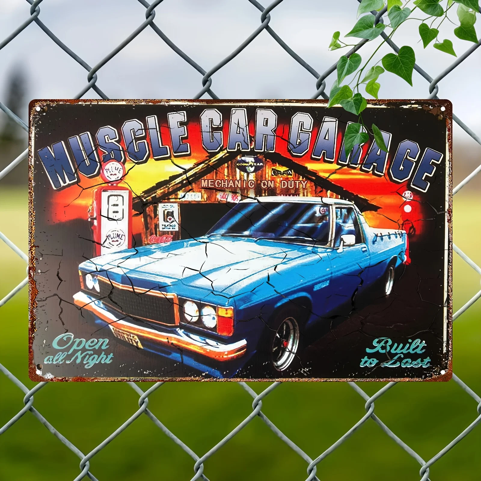 Metal Painting Muscle Car Garage Rustic Vintage Metal Tin Sign, Frameless, 20*30cm/, Retro Farmhouse, Garden Accent, Door, Bar,