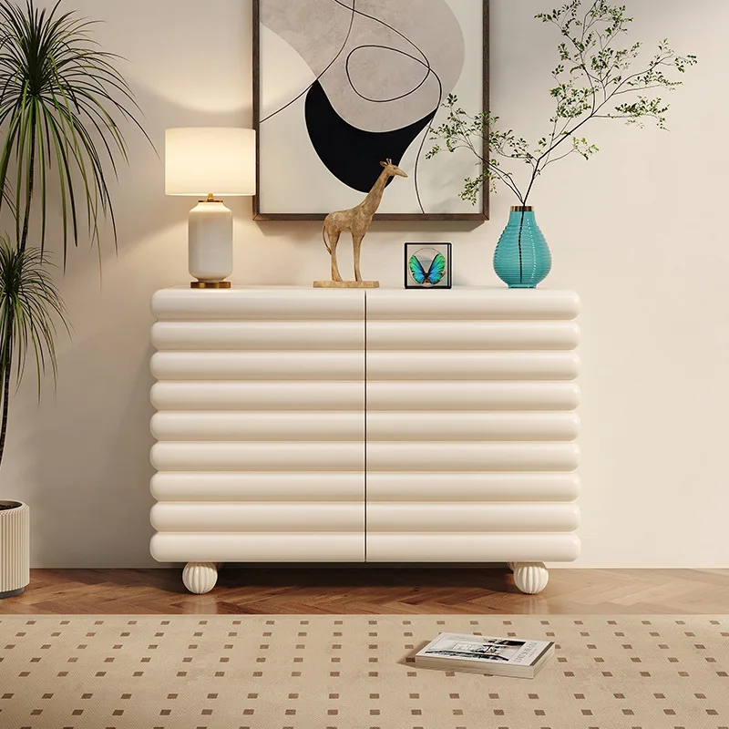 

French cream style dining side cabinet living room wall decorative cabinet light luxury modern simple household small apartment