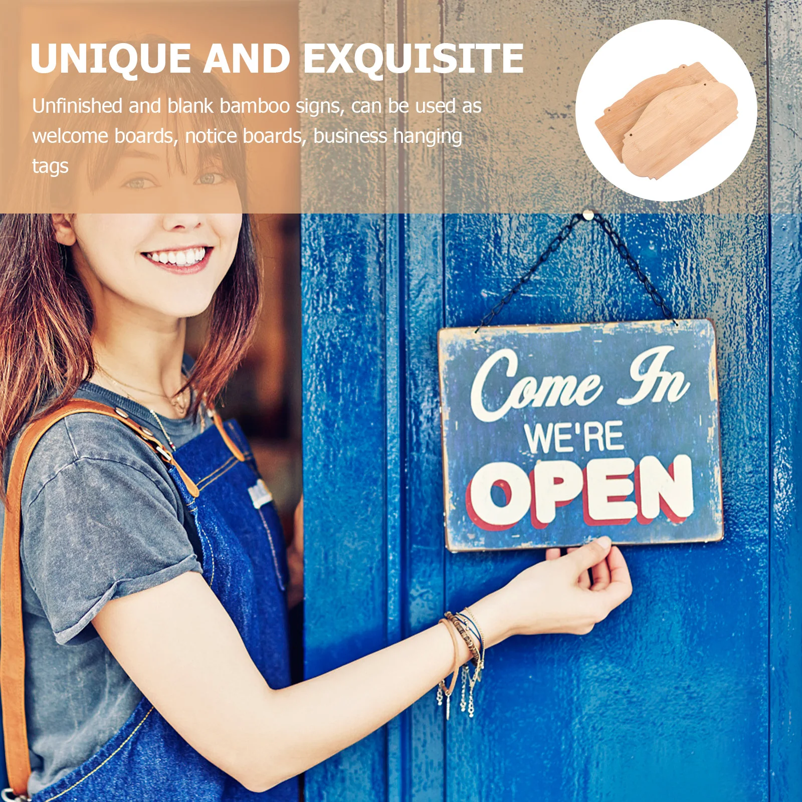 

2Pcs Bamboo Door Hanging Signs Blank Unfinished DIY Boards for Notice Tags and Home Decor Blank Bamboo Plaques