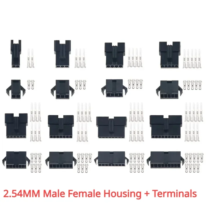 

120Pcs JST SM Connector Plug 2.54MM Pitch Female and Male Housing + Terminals SM-2P SM-2R JST SM2.54 2/3/4/5/6/7/8 P Pin