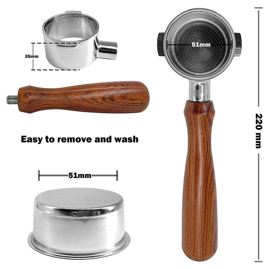 A09G-Coffee 51mm bezdenny filtr kompatybilny z ekspresem do kawy DeLonghi Icona ECP ECOV311, bez uchwytu filtra podstawowego