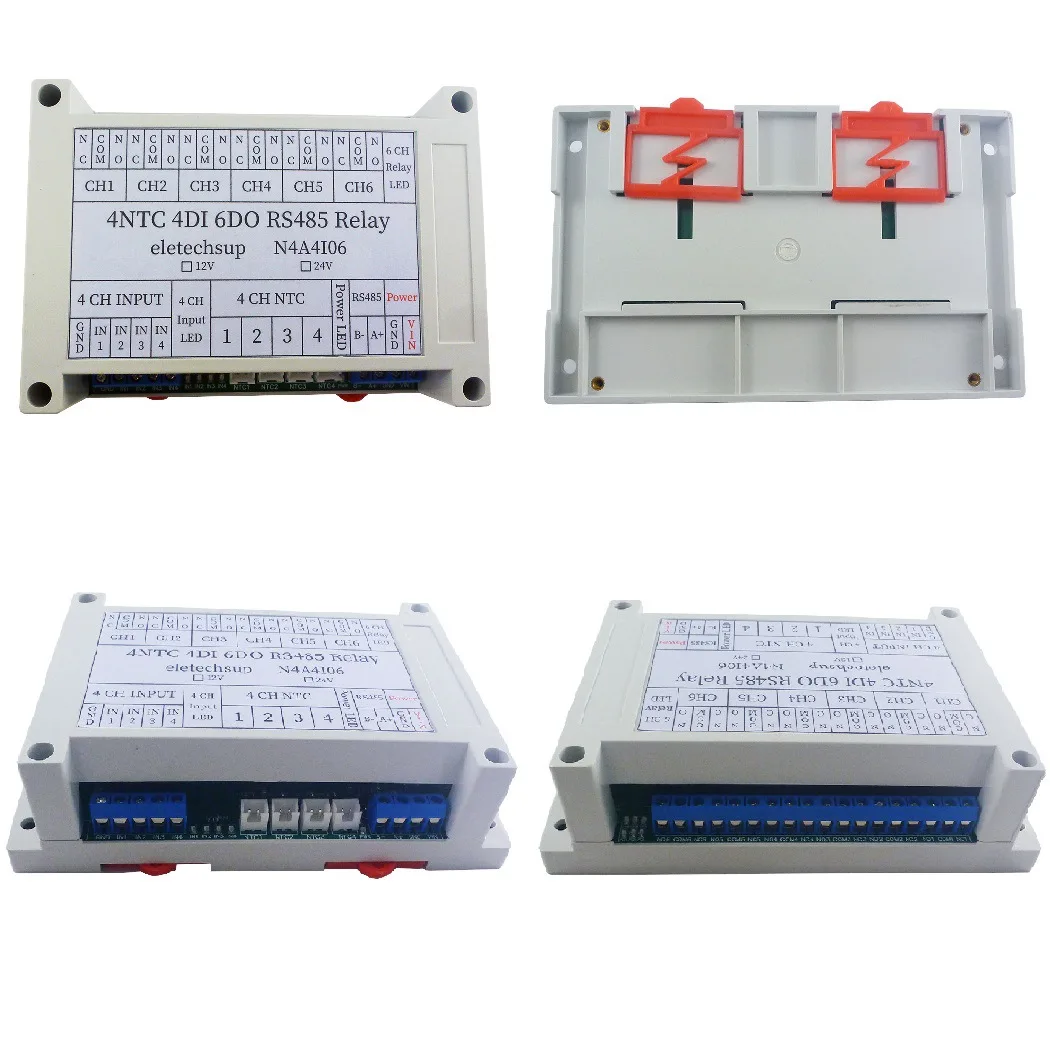 Multi-function Temperature Collector PLC IO Expansion Board Supports Modbus RTU DC 12V/24V 10-14MA 14 Channel 4NTC-4DI-6DO