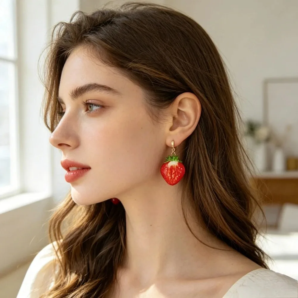 Women Girls Cute Acrylic Fruit Dangle Earrings Watermelon Kiwi Orange Tomato Imitation Food Jewelry Gifts