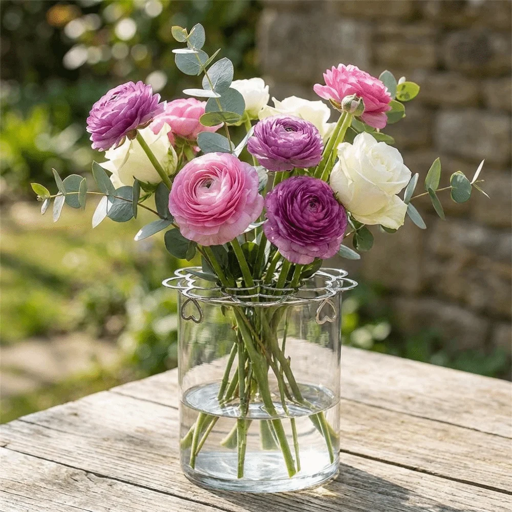 Stainless Steel Vase Flower Fixing Artifact Foldable DIY Flower Arrangement Helper Hollow Out Flower Retaining Support Office