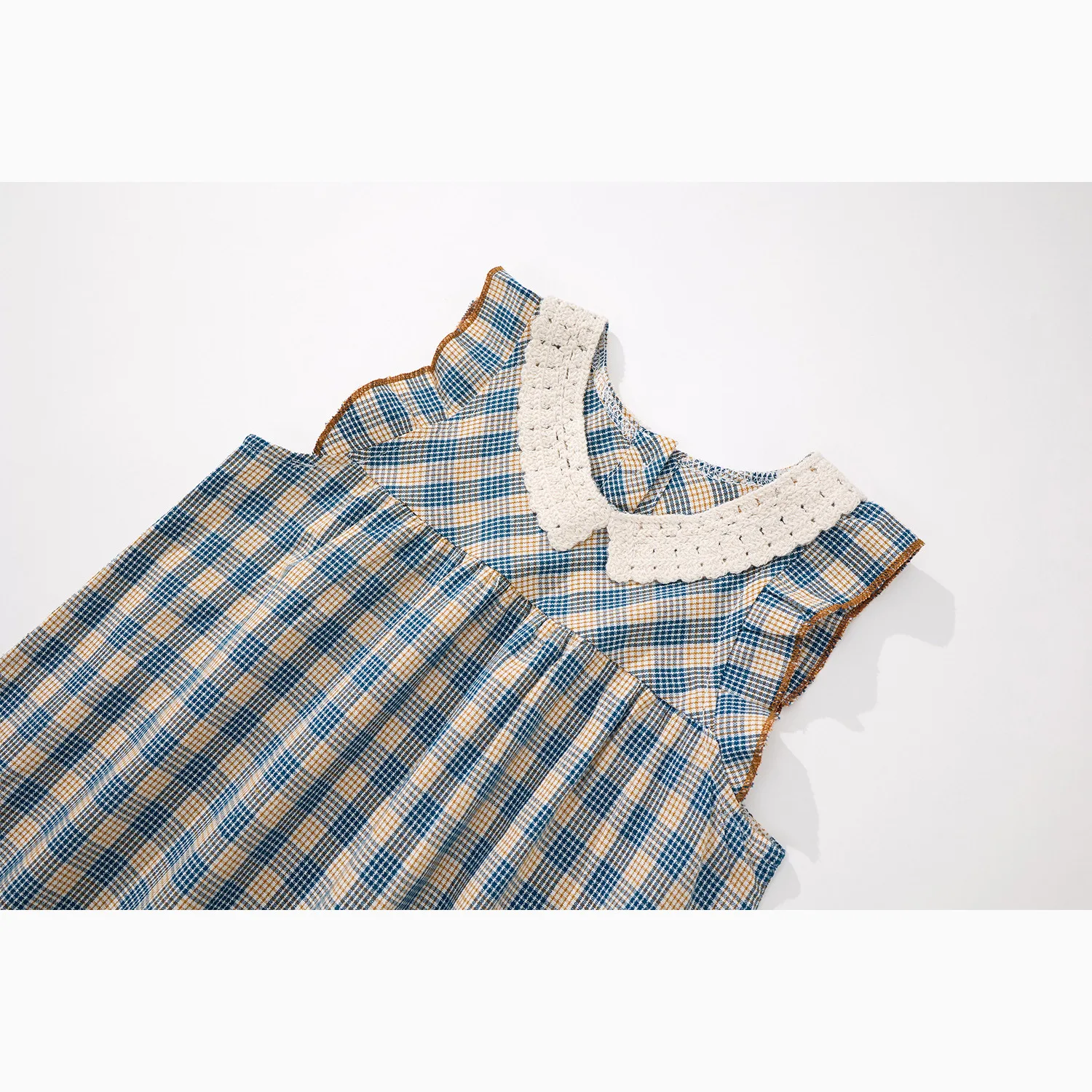 2024 Summer 2-8 Years Girls Casual Comfortable Cotton Plaid Sleeveless Dress