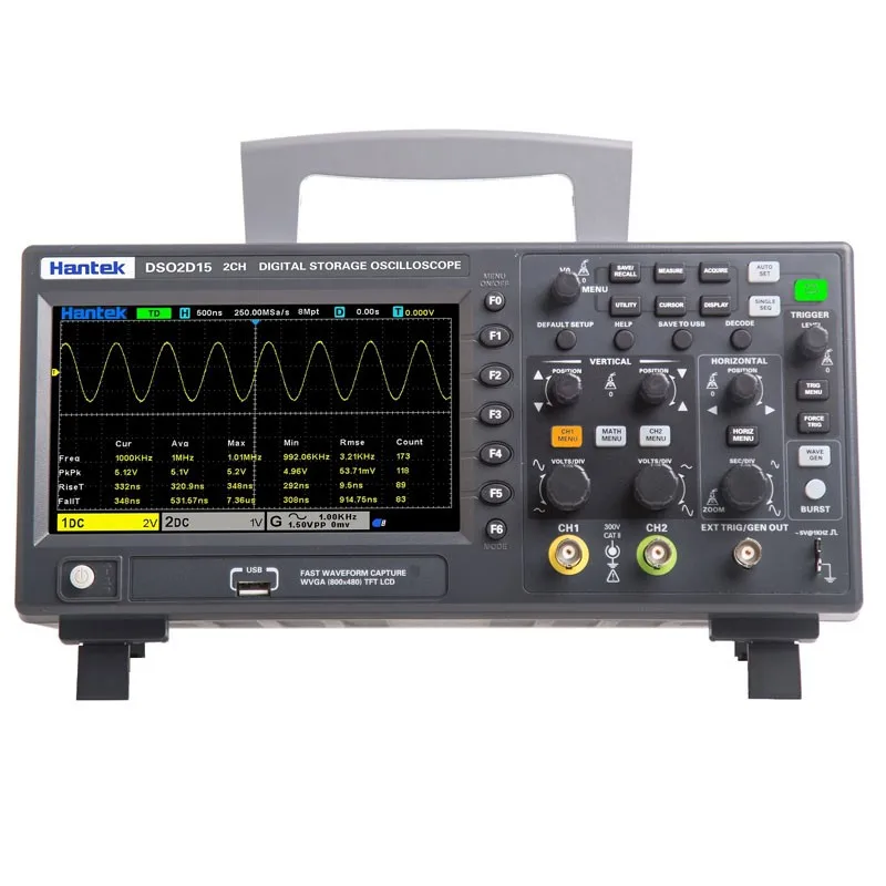 Hantek DSO2D15 Digital Storage Oscilloscope 2 Channel 150MHz 1GSa/S With 1CH AWG Signal Generator view 4