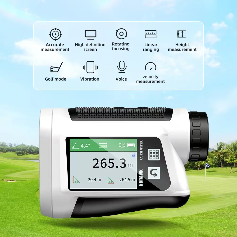 Nohawk Golf Rangefinder with Touch Screen Voice Announcement Flag Locking Range Finder with Multi Modes for Golfing or Hunting
