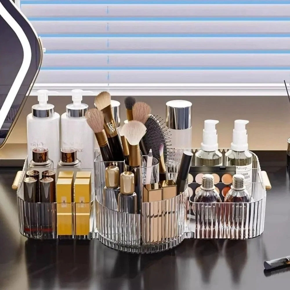 

360° Rotating Cosmetic Storage Box Clear Acrylic Makeup Organizer Box Large Capacity Muntifunction Makeup Brush Holder Bathroom