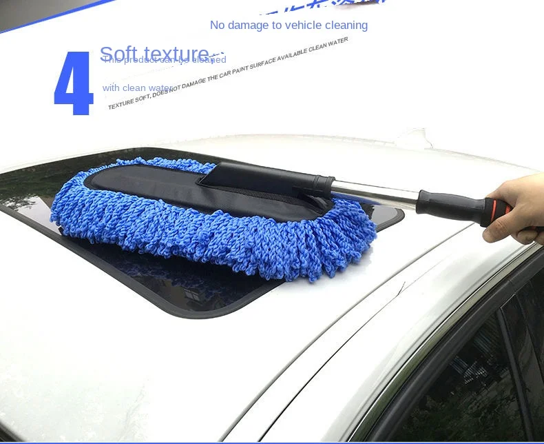 Mikrofaser-Autowaschbürsten-Set, Handschuh-Schwamm mit langem Griff, Autoreinigungs-Set, Staubwedel, Autowasch-Werkzeuge, Zubehör – Detail 8