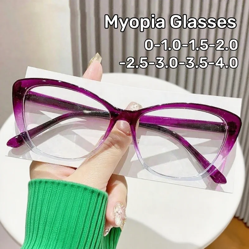 

Retro Cat's Eye Myopia Glasses Women Men Trendy Luxury Design Minus Diopter Eyeglasses High Definition Anti-Blue Light Glasses