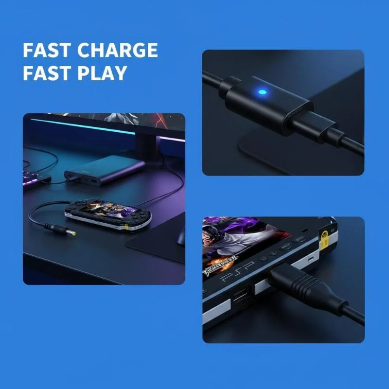 Multipack Charger Cables for PSP Console, USB-C Type with LED Indicator Feature