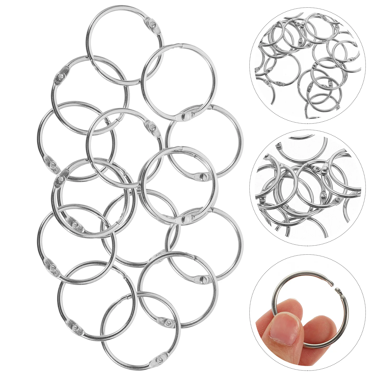 50-delige sleutelhanger losbladige gespsluitingen notebook voor bindmiddelringen zilver multifunctioneel kantoor