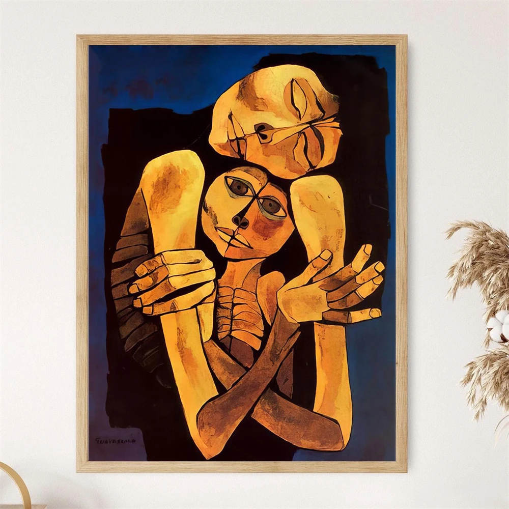 Ternura 1989 Oswaldo Guayasamin Art Print Dos Cabezas Abstract Portrait Print El Presidente, 1967 Wall Art Canvas Painting Decor