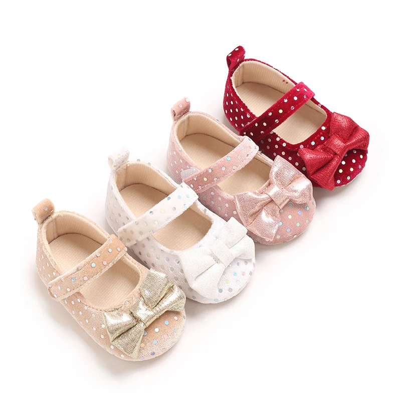 

0-18Months New Baby Girls Shoes Princess Cute Bow Anti-slip Soft Rubber Bottom First Walker Toddler Crib Shoes