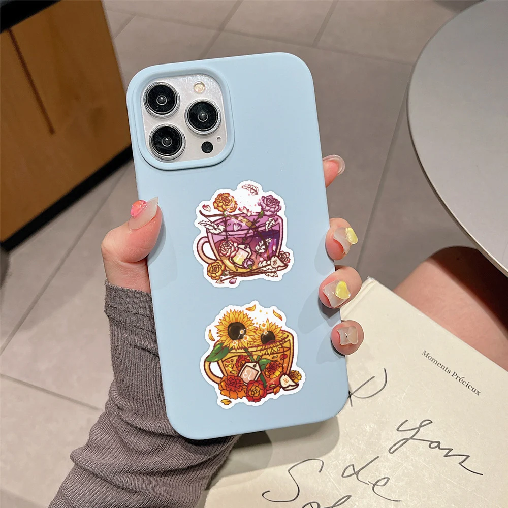 10/30/50pcs Mignon Dessin Animé Bouteille Fleurs Autocollants Esthétique Graffiti Autocollants pour Bagages Téléphone Papeterie Autocollant Étanche Décor