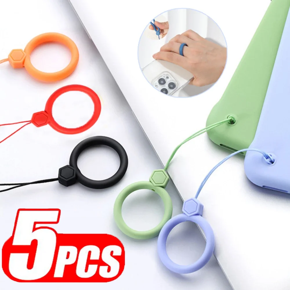 Soft Silicone Wrist Strap Lanyard for IPhone 17 16 Samsung S26 Xiaomi Keychain Lanyards Finger Ring Mobile Phone Hanging Rope