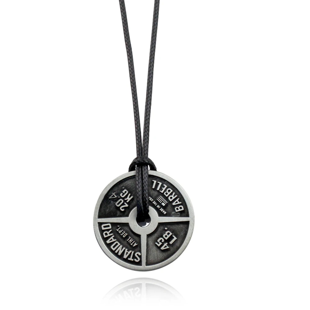 Weight Plate Barbell Dumbbell Pendant Men's Fitness Gym Necklace Weightlifting Bodybuilding Exercise Jewelry Stainless Steel