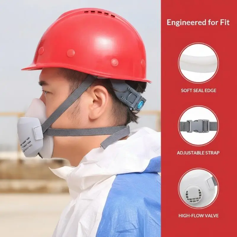 @*Antifouling Paint Resistant Rubber Dust Mask Lightweight Safety Protector for Construction Site DIY Handcraft Use