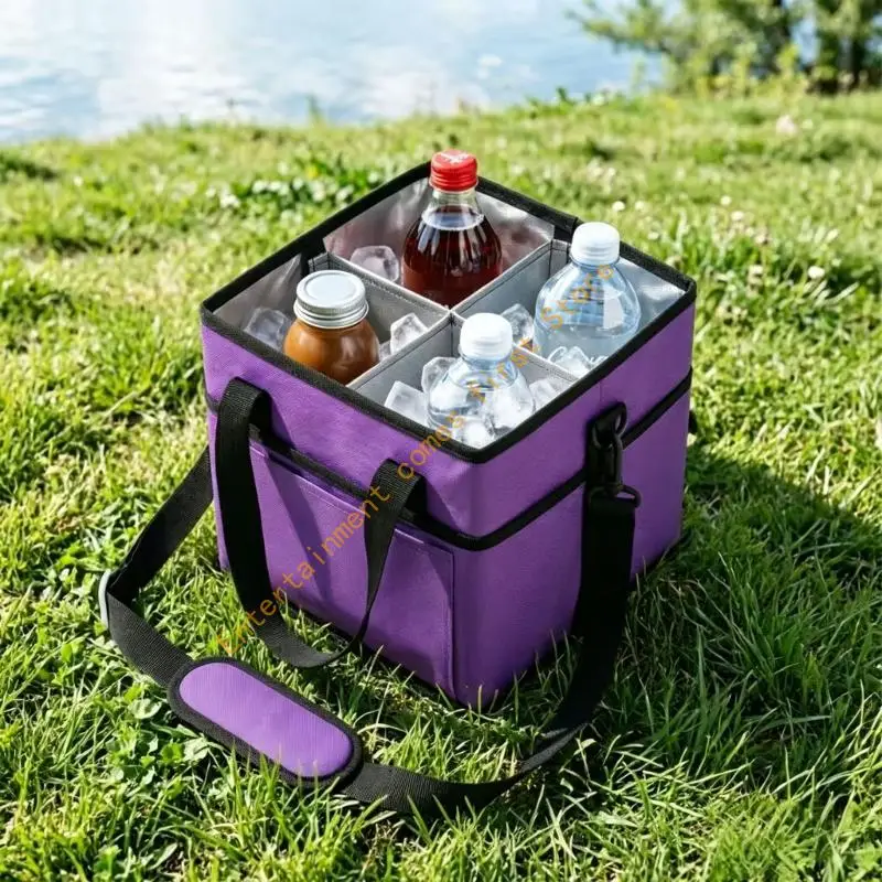 Insulated Drink Bag with Divider for Outdoor Meal Cup Carry Use 55KD