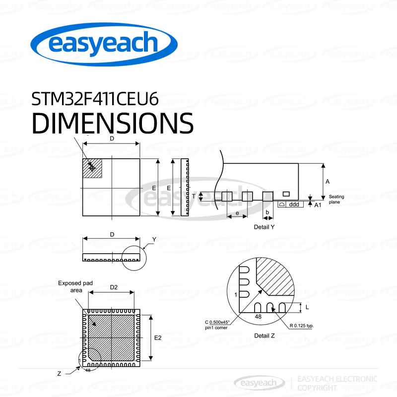 STM32F411CEU6 STMicroelectronics UFQFPN-48 وحدات التحكم الدقيقة المدمجة 32 بت-MCUs