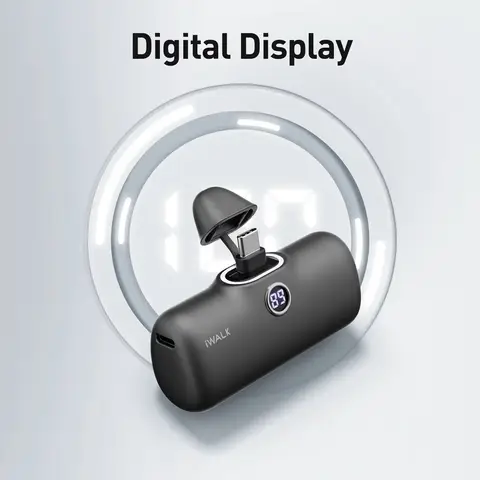 iWALK Mini Power Bank a ricarica rapida da 5000 mAh: display digitale a LED, portatile per On-the-go, alimentazione ultra veloce