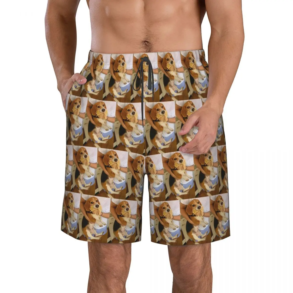 Funny Beagle Dog Design Trunks Beach Board Shorts Casual Quick Dry Swim Summer Men Pants