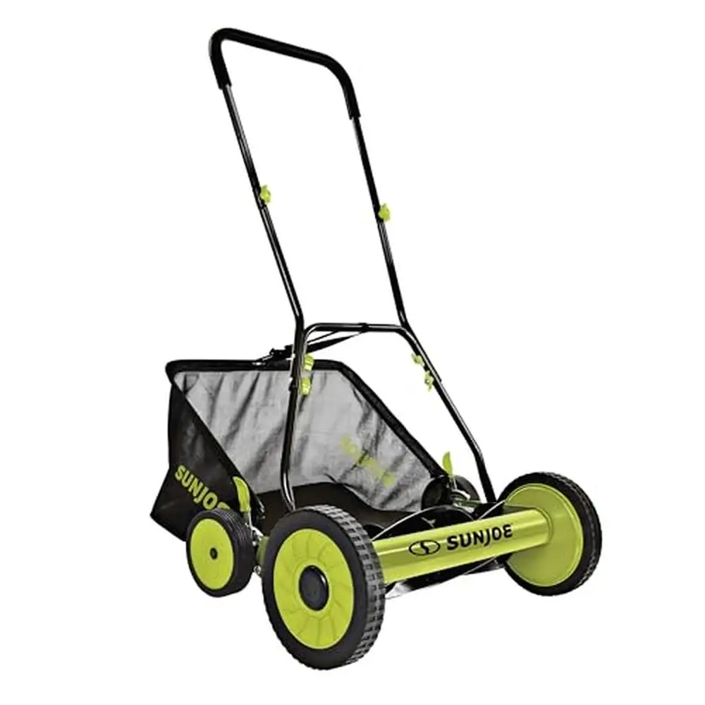 20-Inch Reel Mower w/ 8.5-Gallon Grass Catcher Manual 9-Position Height Adjustment Eco-Friendly Compact Design Easy Maneuver