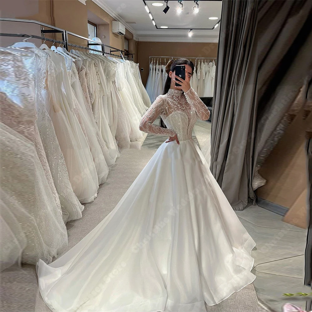 Vestidos de casamento chiffon lisos boêmios, vestidos de noiva elegantes com gola alta, simplicidade esfregando vestido de princesa, 2022