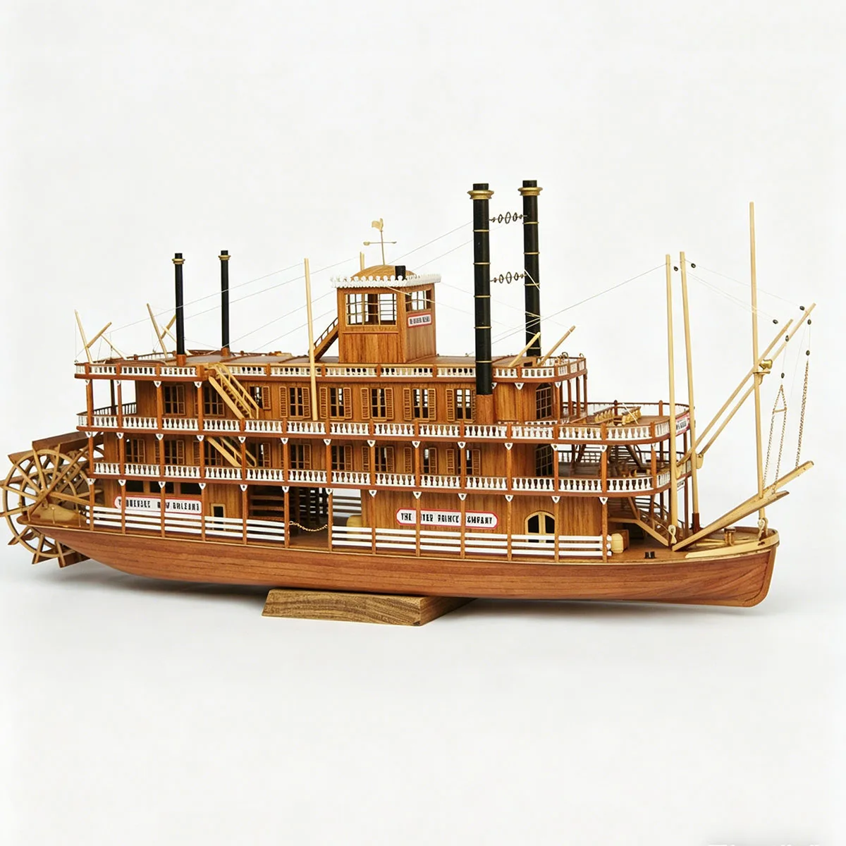 

1/100 Simulation Mississippi Steam Paddle Steamer Model 54cm with Rich Details Wooden Structure Ships Static Model Kit Ship Toy