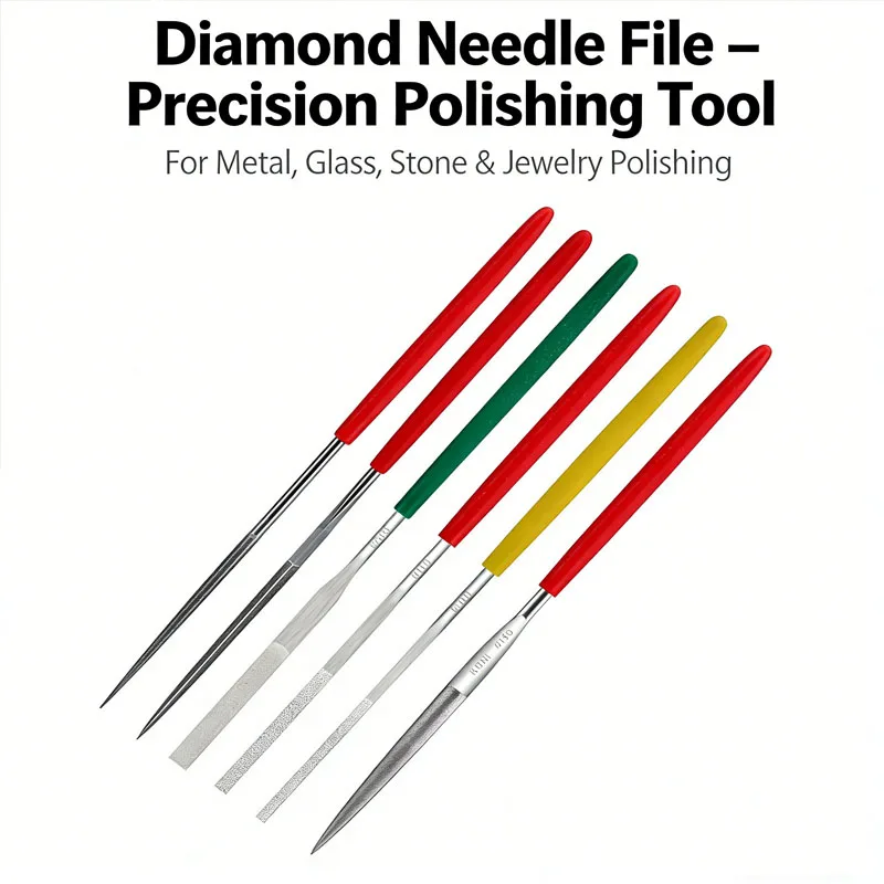 150-600# 3*140mm Diamond Needle File Precision Hand Files for Metal Glass Stone Flat/Triangle/Round Shapes Manual Polishing Tool