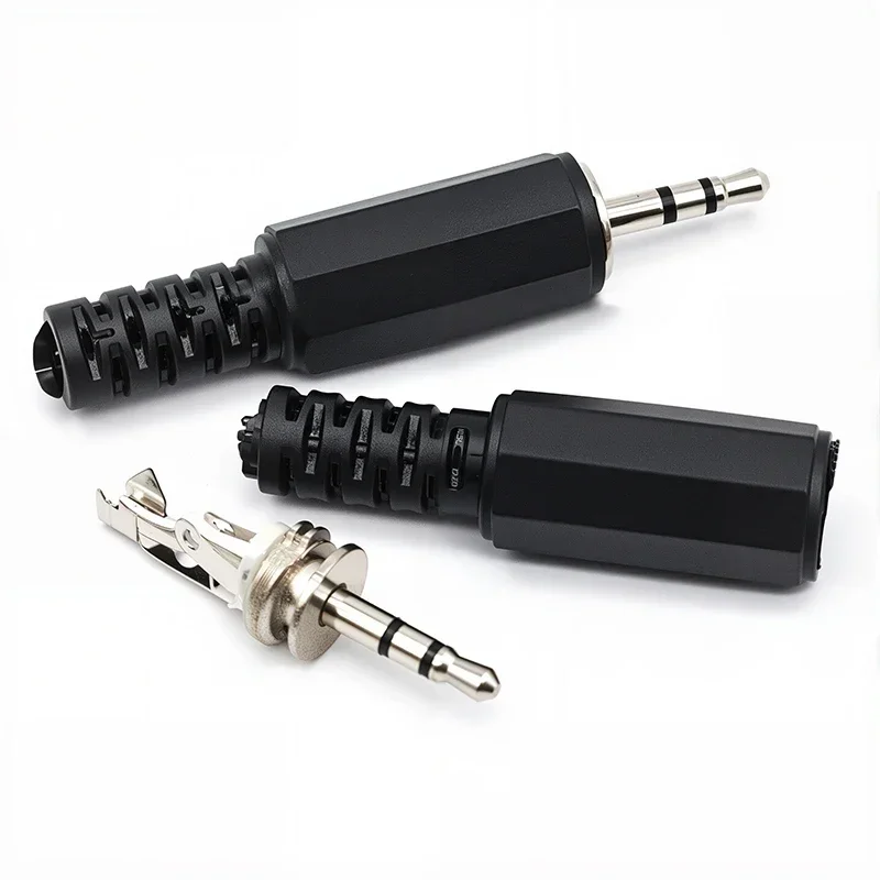2.5mm TS Mono to TRS Stereo Audio Jack Plug, 2-Conductor 3-Conductor 46mm Length Solder Connector for Microphone, Speaker