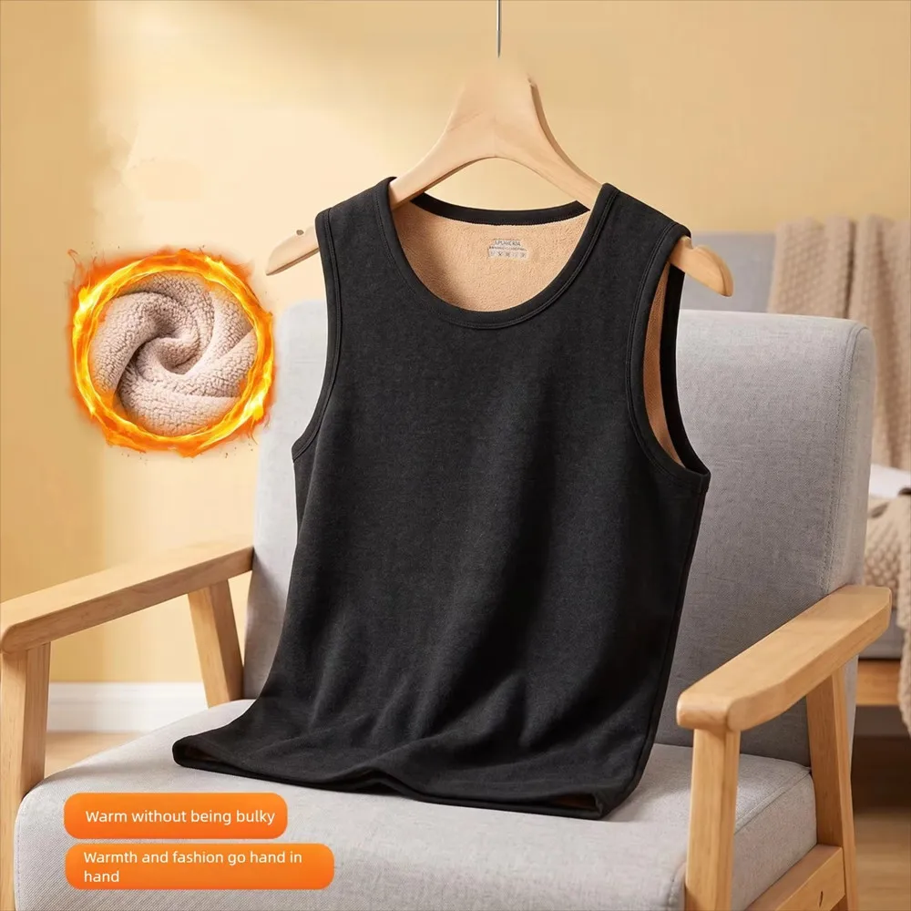 Men Thermal Underwear Vest Fleece Lined Sleeveless Autumn Winter Base Layer Warm Sport Fitness Tank Top Solid Stretch Big 8XL 4
