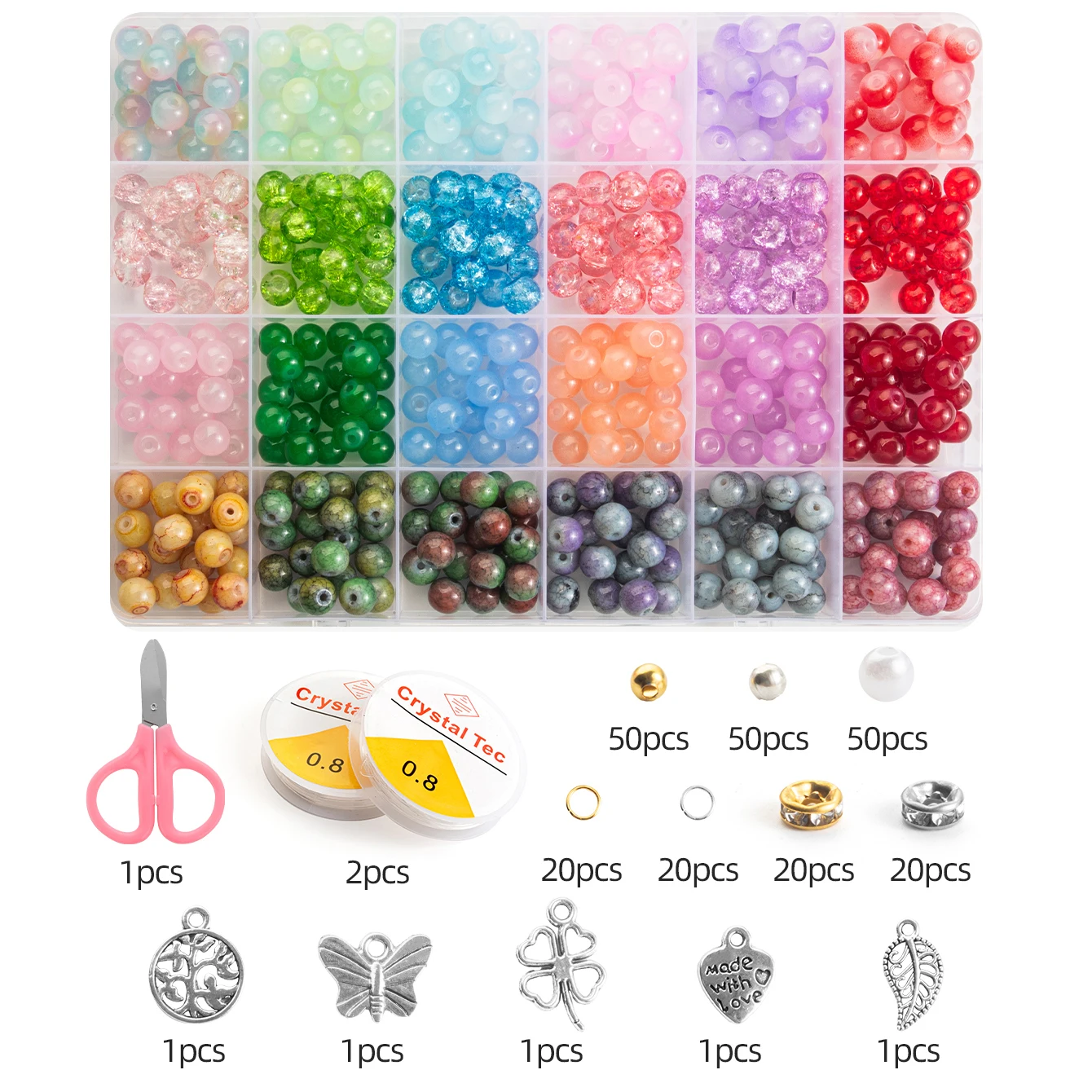 Glass Beads Bracelet Making Kits with 28 Colors