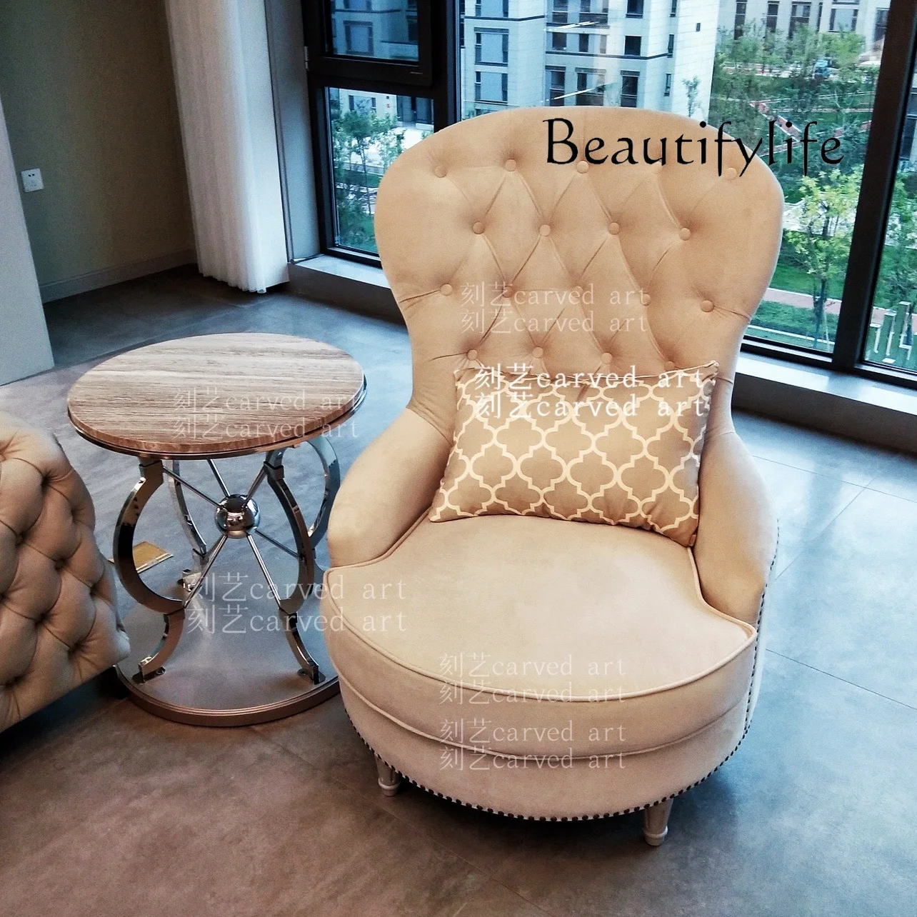 Living room home modern simple sofa chair American solid wood tiger chair pedal