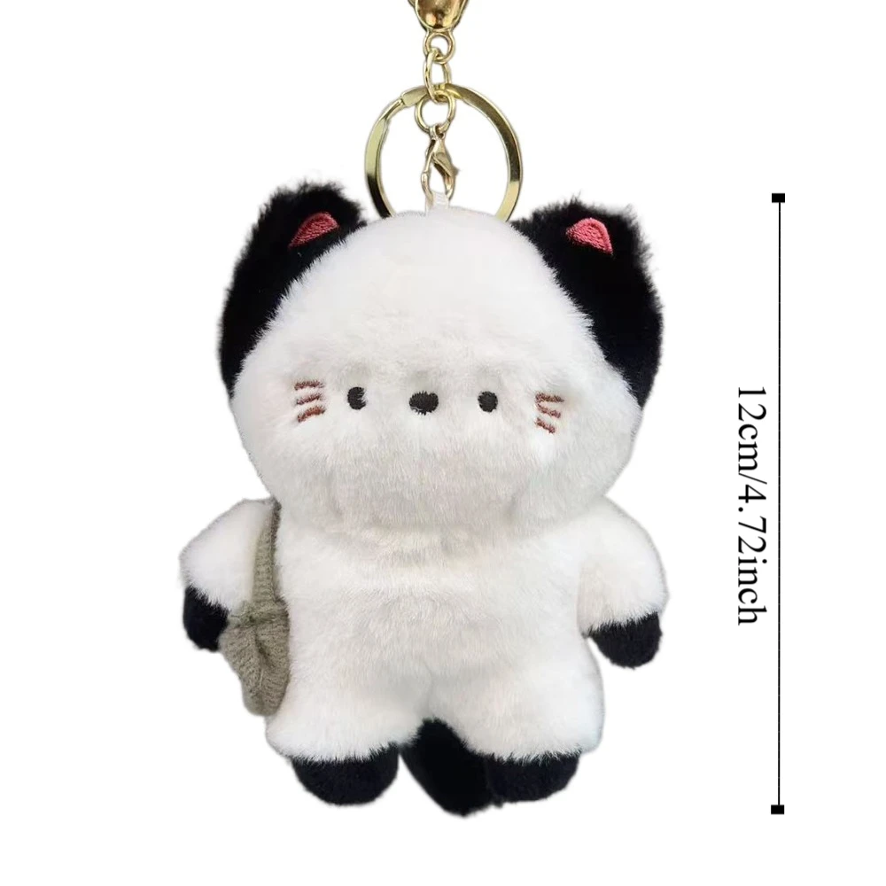섬세한 여행 새끼 고양이 플러시 고양이 가방 펜던트 벨 스카프 고양이 플러시 열쇠고리 PP 코튼 만화 플러시 고양이 인형 열쇠고리 여성 소녀용