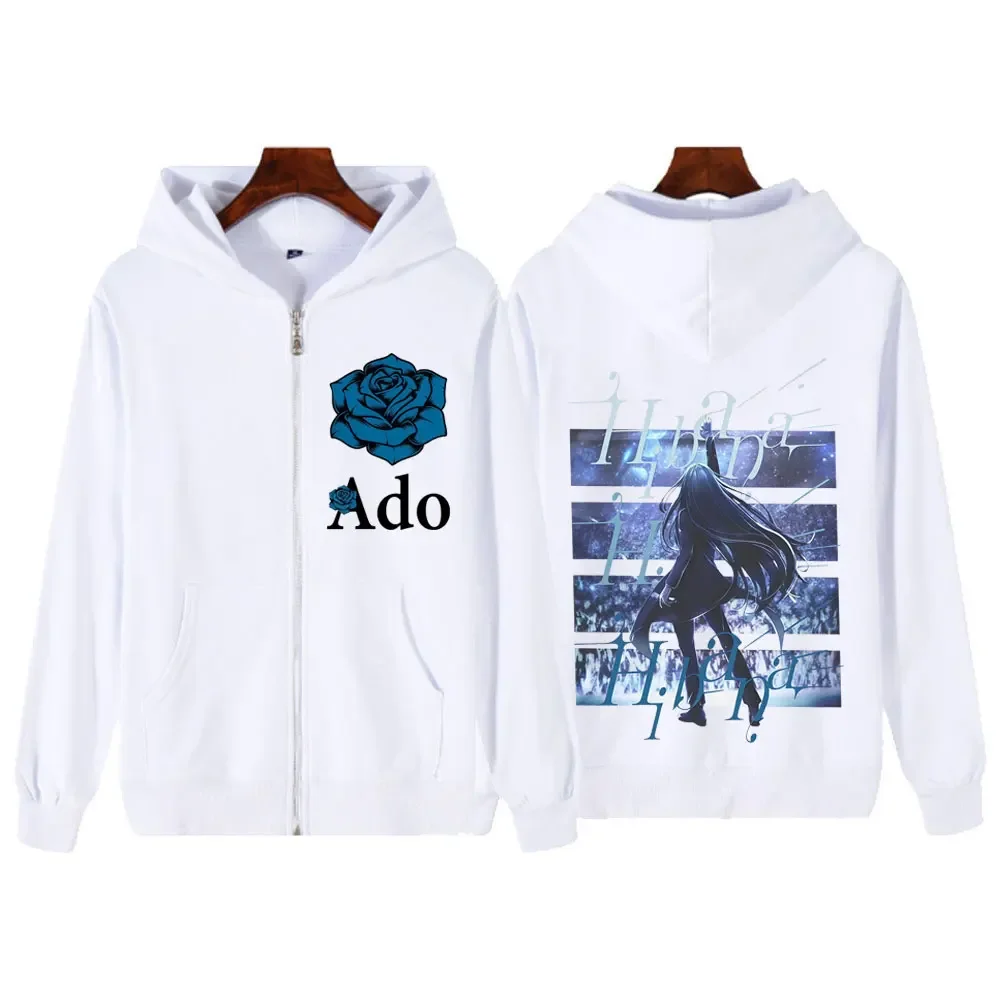 Ado WORLD TOUR 2025 Hibana Zipper Hoodies Men Women Long-sleeved Casual High-quality Jackets Winter Harajuku Zip Up Sweatshirt