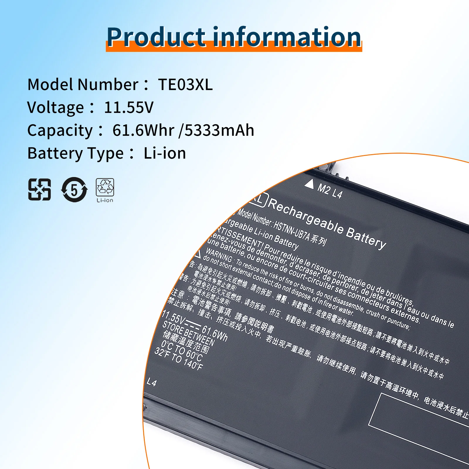 HP 오멘용 BVBH TE03XL 노트북 배터리, 15-bc011TX 15-bc012TX 15-bc013TX 15-AX015TX AX017TX TPN-Q173 HSTNN-UB7A 849910-850