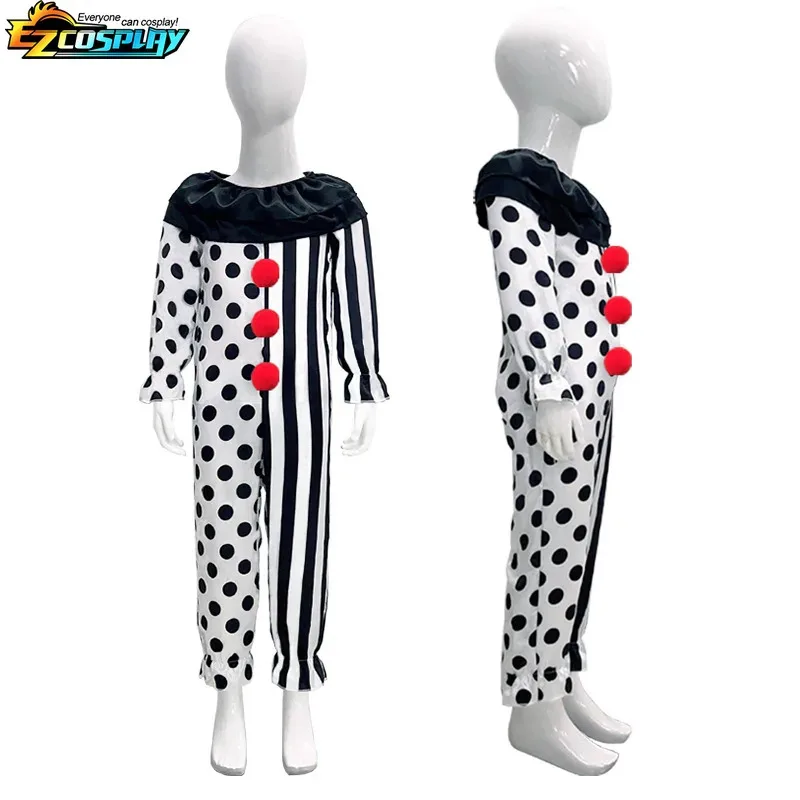 جديد 2025 مجموعة أزياء الأطفال ملابس الهالوين التأثيرية البولكا نقطة مخطط بذلة الفن قناع المهرج ارتداءها لجميع القديسين ★ ★ ★   جيه.
