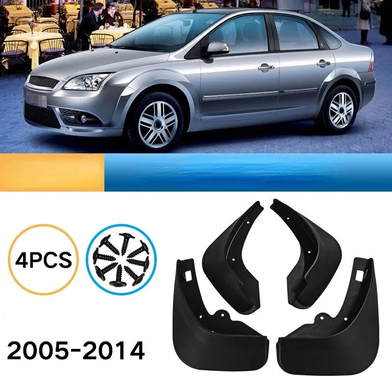 

1 комплект автомобильных брызговиков, подходящих для Ford FOCUS 1.8L 2005-2014, модификация, мягкое резиновое крыло, автомобильные аксессуары