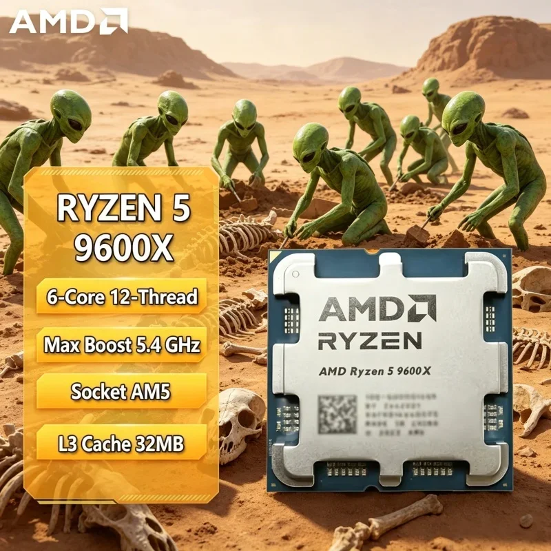 

100% AMD Ryzen 5 9600X R5 9600X CPU Max Boost 5.4GHz 6C12T 32MB L3 AM5 for B850 X870 Loose Pieces