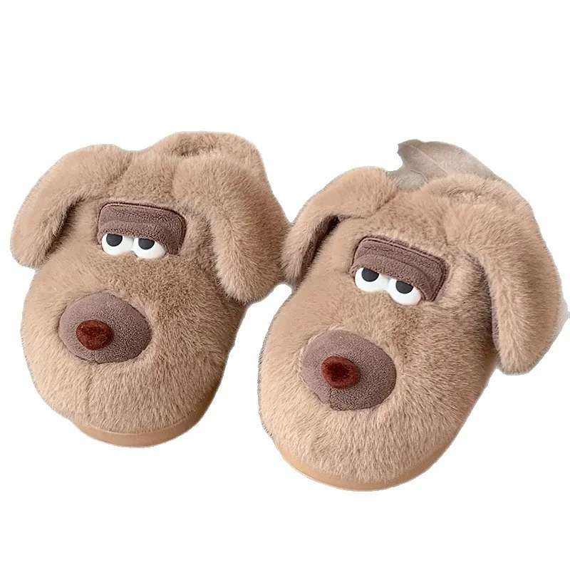 Zapatillas de algodón para perros pareja Otoño Invierno hombres mujeres lindos zapatos de felpa cálidos zapatos de algodón para el hogar