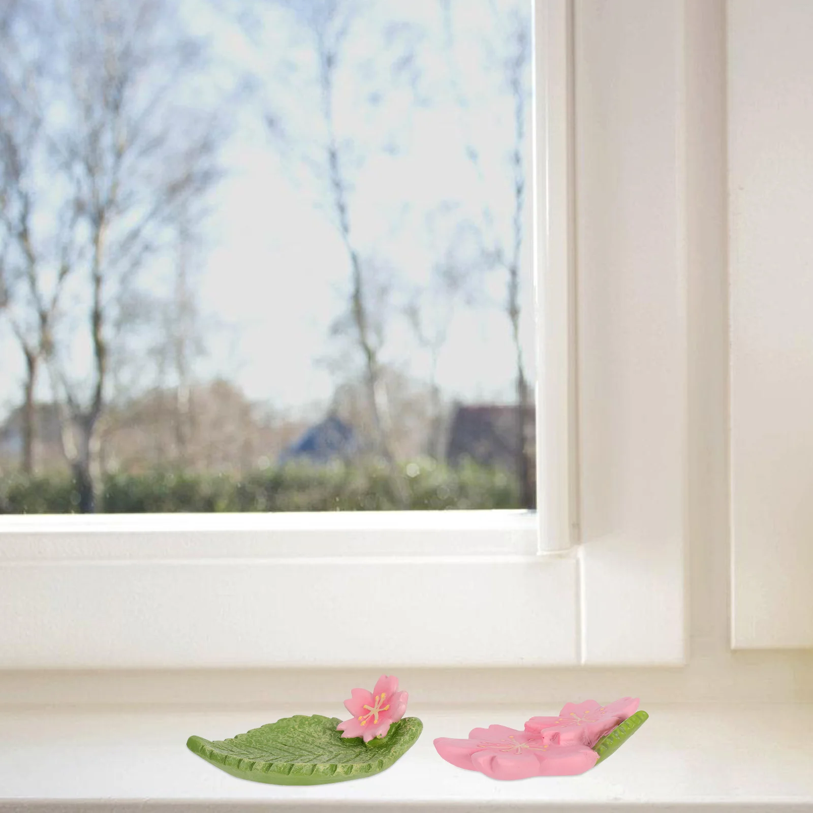 

2Pcs Cherry Blossom Resin Ornaments Handmade Craft Flower Leaves Shape Home Decoration Gift for Living Room Study Bar
