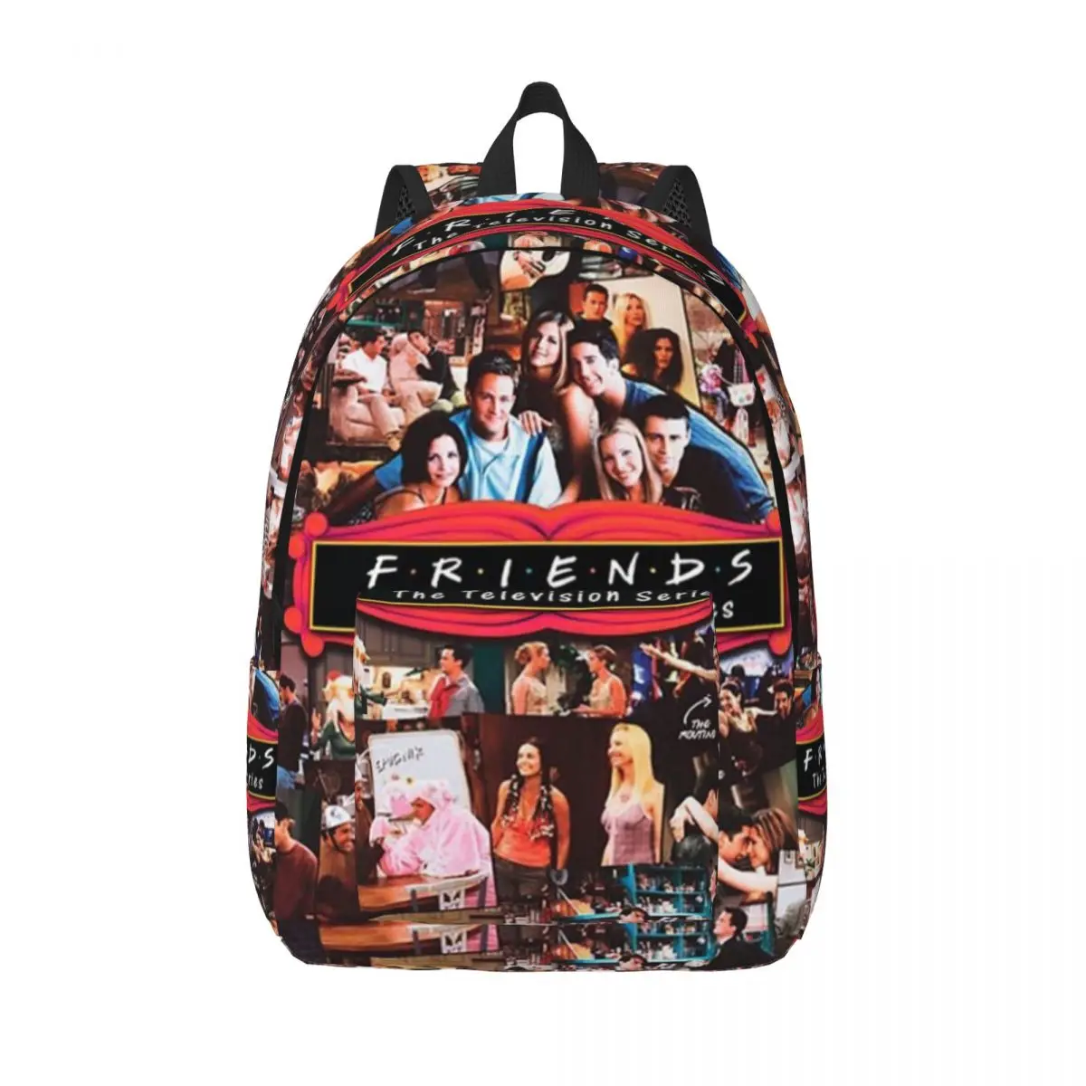 Custom Retro Vintage Friends Collage Canvas Backpack Men Women Basic Bookbag for School College Classic TV Show Bags
